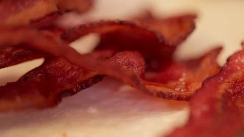 Crispy bacon on paper Stock Footage 149118665