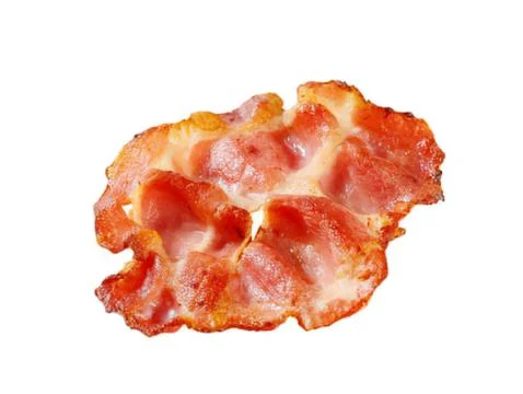 Crispy bacon pieces on white background Stock Photos