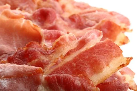 Crispy bacon slices super macro shot Stock Photos