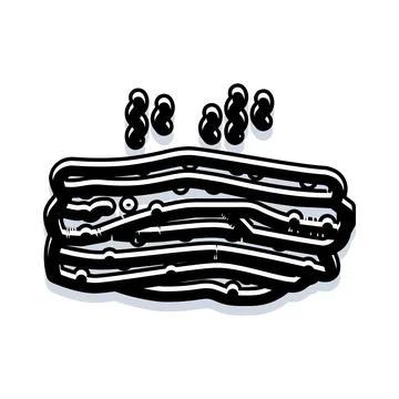 Crispy bacon strips cooking breakfast element Stock Illustration