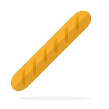 Crispy baguette vector flat material design isolated object on white background. Stock Illustration