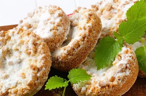 Crispy baked bread rolls with herbs Stock Photos