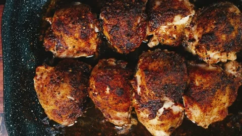 Crispy Baked Chicken Thighs Stock Footage 323886310