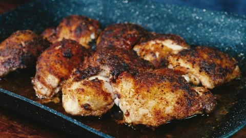Crispy Baked Chicken Thighs Stock Footage 323886316