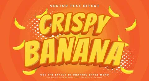 Crispy Banana 3d editable text effect template Stock Illustration
