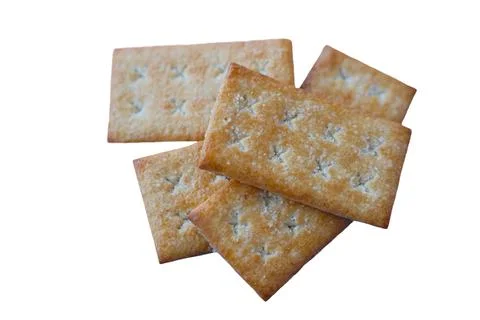 Crispy biscuits crackers on white background. Stock Photos