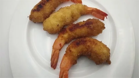 Crispy bread crusted fried shrimp. Stock Footage 281942388