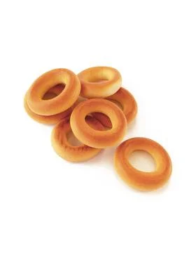 Crispy bread rings on white background Stock Photos