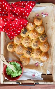 Crispy bread rolls for Christmas Foto stock