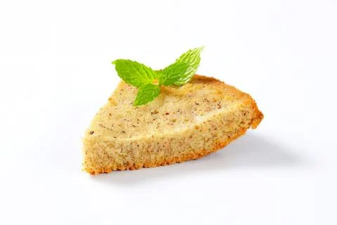 Crispy bread slice with mint garnish Stock Photos