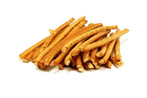 Crispy bread straw isolated on white background. Stock Photos