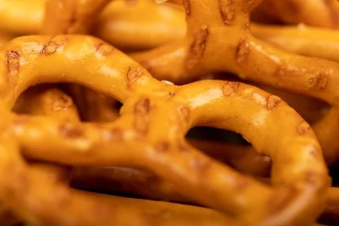 Crispy bread straws with salt, close-up, selective focus, top view. Stock Photos