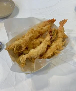 Crispy breaded prawns or ebi furai. Selective focus Ebi Furai (Japanese bre.. Stock Photos