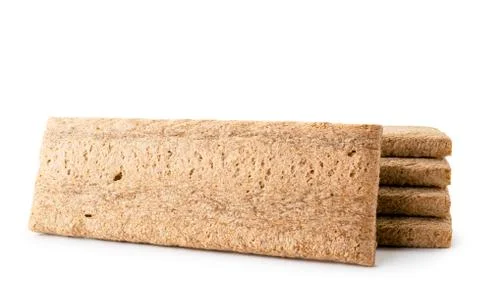 Crispy breads on a white background, isolated. Stock Photos