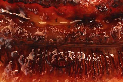 Crispy breakfast desert snack pattern. Fried banana background. Sweet natural Foto stock