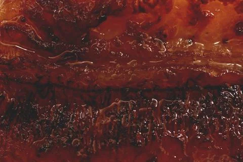 Crispy breakfast desert snack pattern. Fried banana background. Sweet natural Foto stock