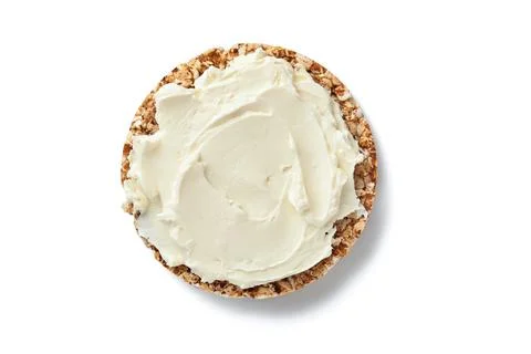 Crispy buckwheat bread cake gluten free with cream cheese for healthy breakfa Stock Photos