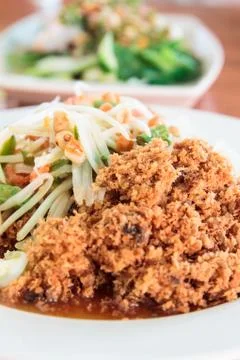 Crispy catfish salad. Stock Photos