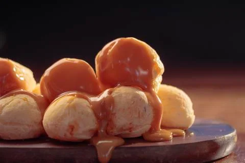 Crispy cheese bread stuffed with dulce de leche. Stock Photos