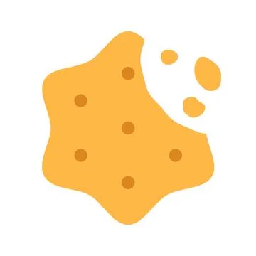 Crispy cheese cracker with missing bite and chips. Stock Illustration