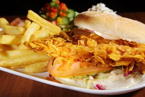 Crispy chicken burger Stock Photos
