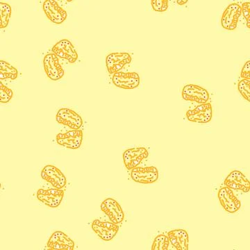 Crispy chicken fried vector seamless pattern 스톡 일러스트