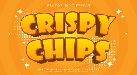 Crispy Chips 3d Editable Text effect template Stock Illustration