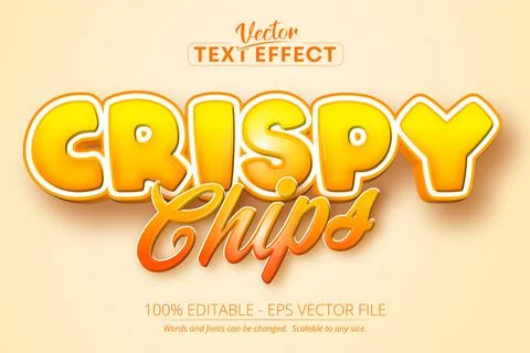 Crispy Chips text, cartoon style editable text effect Stock Illustration