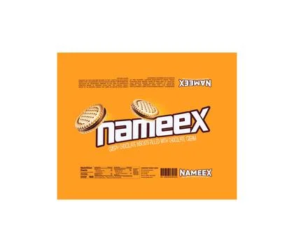 Crispy Chocolate Biscuits Filled with Chocolate Cream Packaging Illustrazione stock