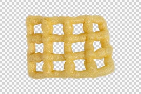 Crispy corn lattice snack square with golden grid texture Stock Photos