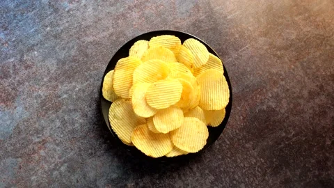 Crispy corrugated potato chips Stock Footage 152907711