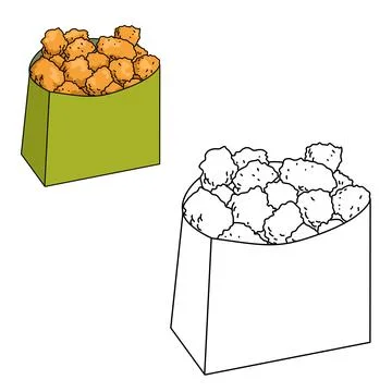 Crispy cracker snack meal  in a paper bag illustration. product of savory dish f Stock Illustration