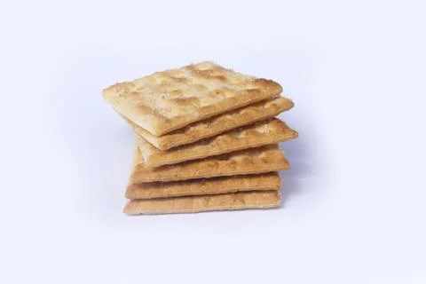 Crispy Crackers Stack Isolated on White Stock Photos