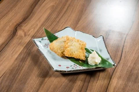 Crispy deep fried fish fillets with mayonnaise Stock Photos