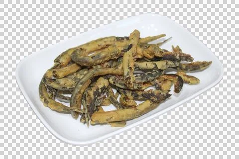 Crispy Deep-Fried Freshwater Eels Served on a Plate Stock Photos
