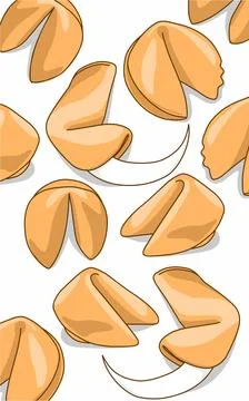 Crispy fortune cookie pattern. Pastry food Stock Illustration