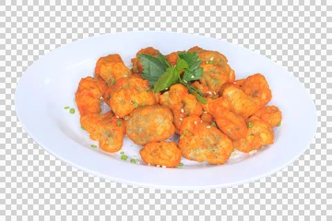 Crispy Fried Broccoli Bites on White Plate Stock Photos