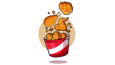 Crispy Fried Chicken Bucket Animation on Clean Background Видео 336904809