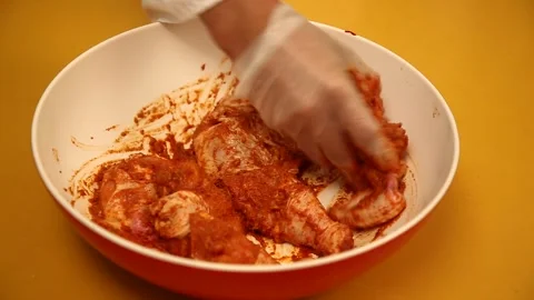 Crispy fried chicken pieces with appetizing golden color Stock Footage 325618222