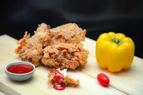 Crispy fried chicken pieces with appetizing golden color Stock Photos