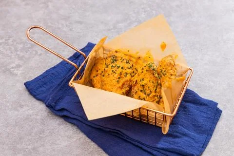 Crispy fried chicken with salted egg Stock Photos