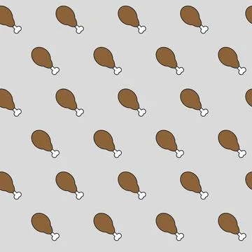 Crispy fried chicken seamless pattern, vector repeat wallpaper 스톡 일러스트