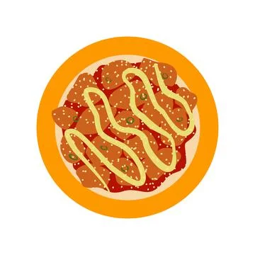 Crispy fried chicken vector illustration. Spicy Korean chicken bites with sauce Stock Illustration