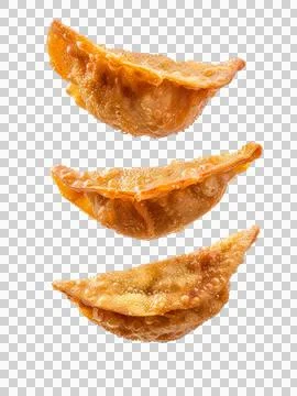 Crispy fried dumplings isolated on a white background, showcasing delicious A Stock Illustration