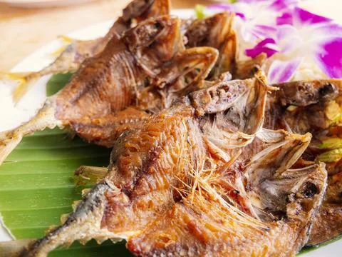 Crispy fried mackerel Stock Photos