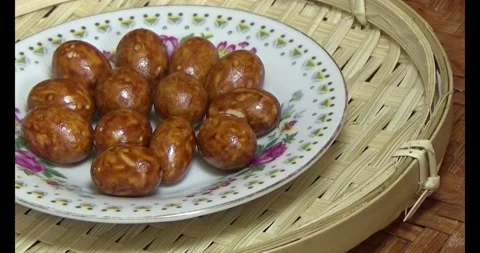 Crispy fried peanuts on plate Stock Footage 296485176