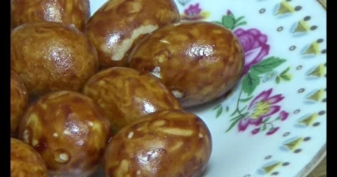 Crispy fried peanuts on plate Stock Footage 296485207