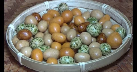 Crispy fried peanuts on plate Stock Footage 296566855