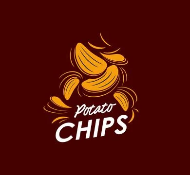 Crispy fried potato chips icon for salted snack Stock Illustration