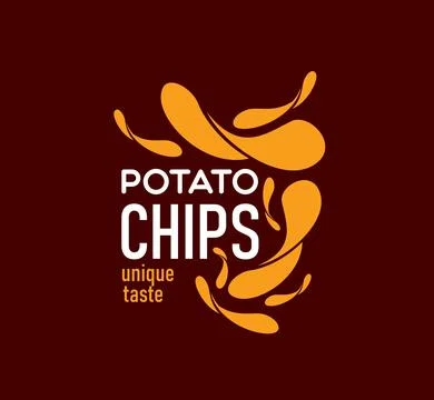 Crispy fried potato chips icon of flying snack Stock Illustration